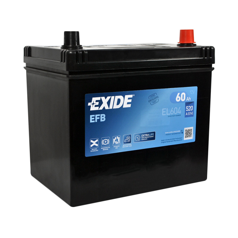 EXIDE Start-Stop EFB Asia (EL604) 60Ah 520A R+ (D23)