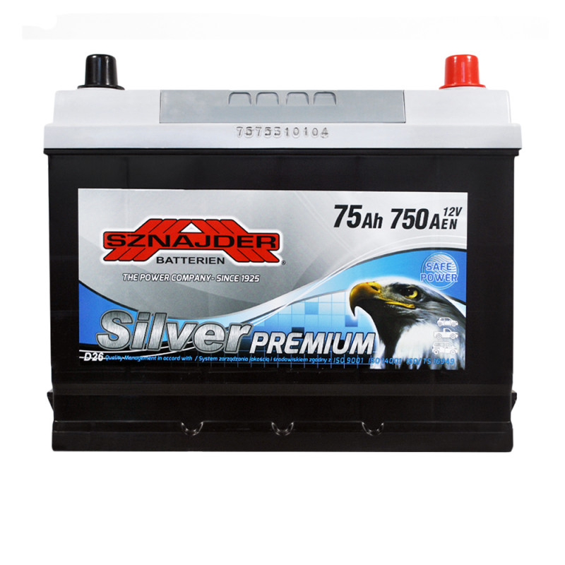 Автомобільний акумулятор SZNAJDER Silver Premium Asia 75Ah 750A R+ (D26) (575 50)