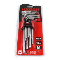 Набор Г-подобных TORX ключей 9 единиц, Cr-V, MAXION MXTL- PT9, (1.5-10мм)