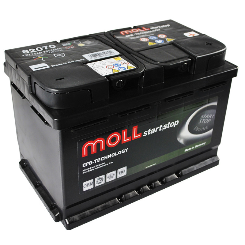 Автомобільний акумулятор MOLL EFB  70Ah 700A R+ (L3)
