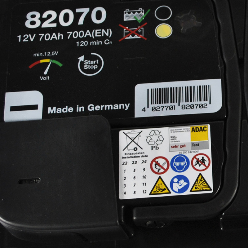 Автомобільний акумулятор MOLL EFB  70Ah 700A R+ (L3)