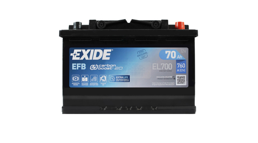 Автомобільний акумулятор EXIDE Start-Stop EFB (EL700) 70Аh 760A R+ (L3)