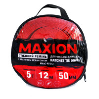 Стяжной ремень с трещоткой и двумя крюками МXAC-RT512 ( 5т; 50mm*12m; красный)