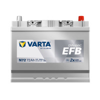 Автомобільний акумулятор VARTA Blue Dynamic EFB Asia (N72) 72Ah 760A R+ (D26 н .к.)
