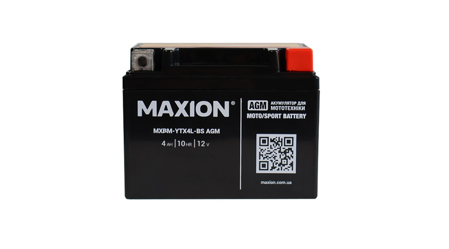 Мото акумулятор MAXION MXBM-YTX4L-BS (12V, 4Ah, 60A, -/+)
