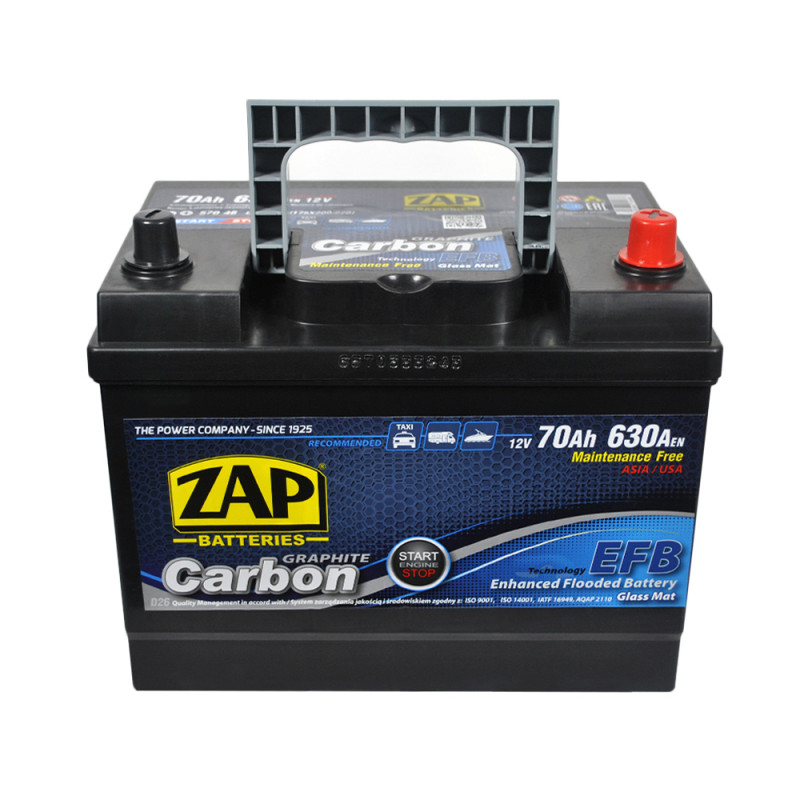 ZAP Carbon Start Stop EFB  Asia  70Аh 630А R+ (D26) (570 46)