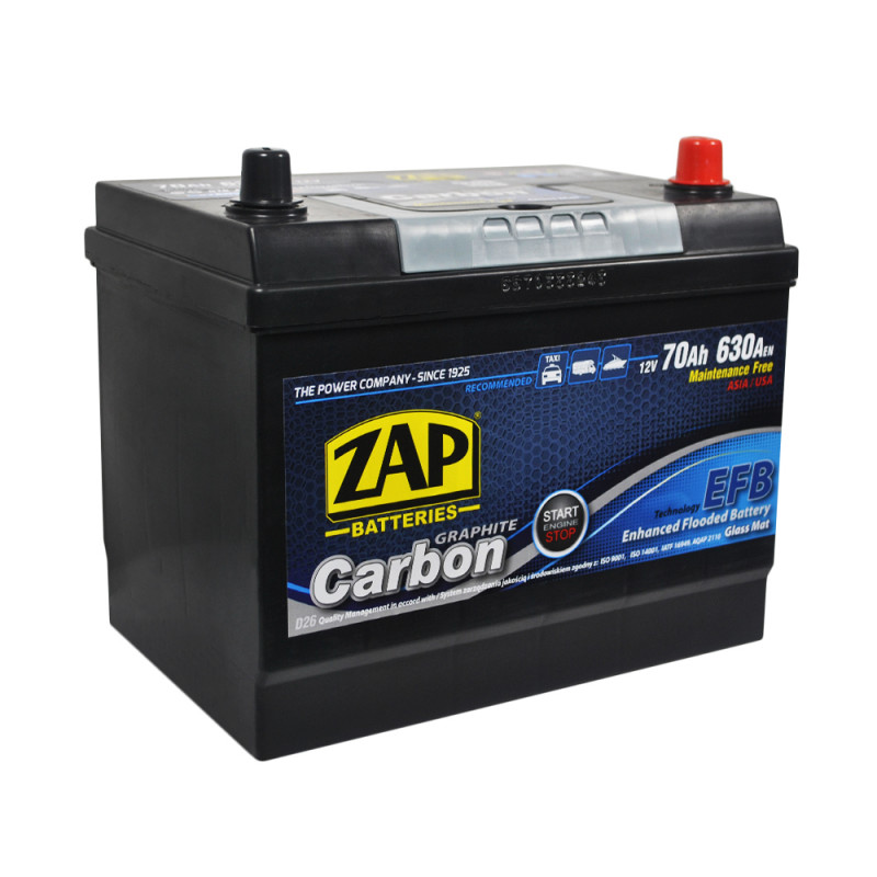 ZAP Carbon Start Stop EFB  Asia  70Аh 630А R+ (D26) (570 46)